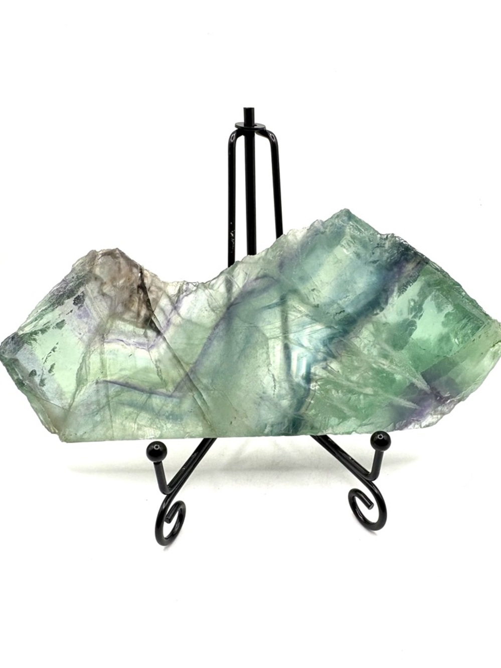 Rainbow Fluorite Crystal Slab- includes Metal Display Stand.